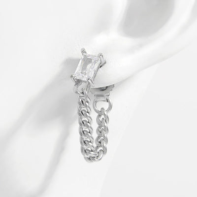 925 Sterling Silver Zircon Chain Earrings for Elegant Style