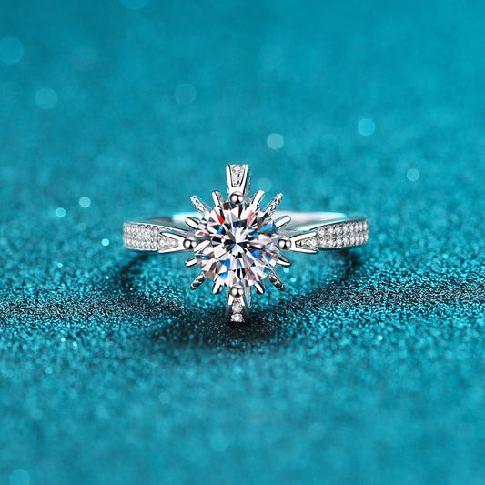 1 Carat Moissanite 925 Sterling Silver Ring for Women