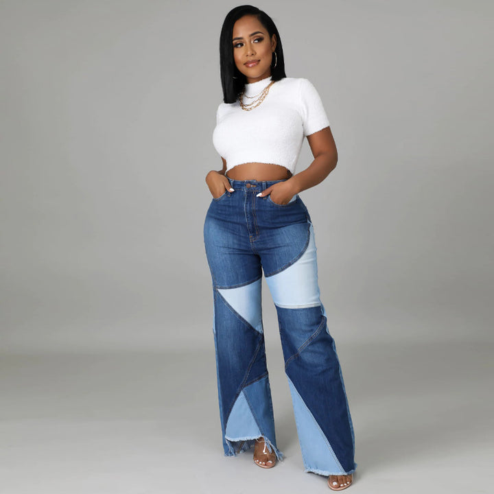 Trendy Street-Style Washed Jeans - Women’s Denim Trousers with Unique Stitching