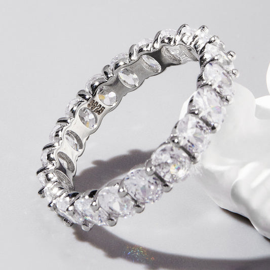 Inlaid Zircon 925 Sterling Silver Ring for Elegant Style