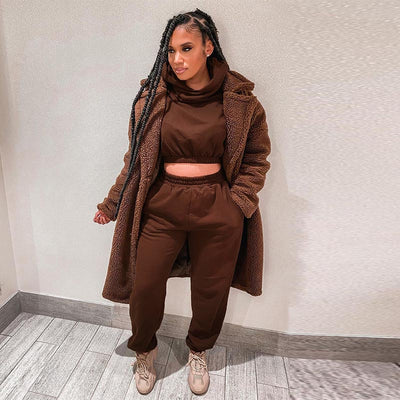 Chic Women’s Casual Solid Tracksuit Set for Autumn Winter