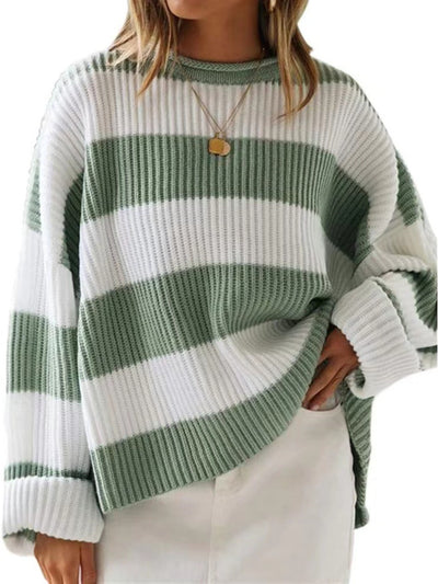 Round Neck Long Sleeve Sweater for Women Casual Style