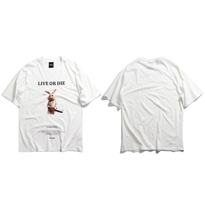 Quirky Chainsaw Rabbit Hip Hop Graphic Tee Urban Shirt