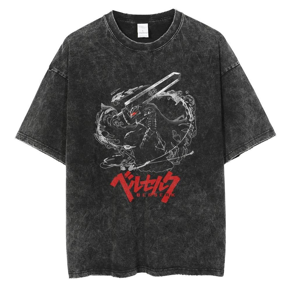 Vintage Washed Black Streetwear Tee for Men Stylish Fit