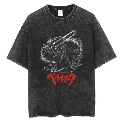 Vintage Washed Black Streetwear Tee for Men Stylish Fit