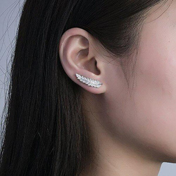 Leaf Shape Women Earrings Micro Paved CZ Stone