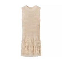 Chic Sleeveless Knitted Vest Skirt with Stylish Tassels