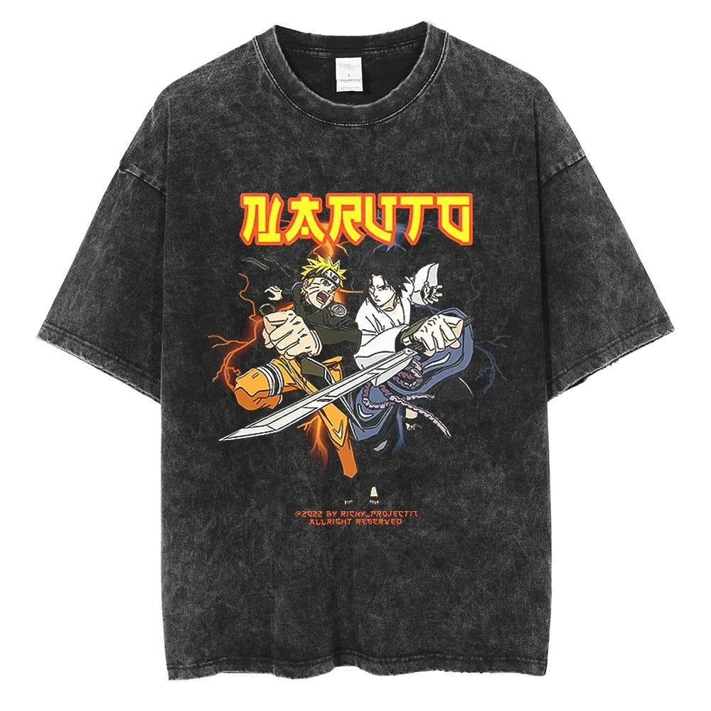 Naruto Vintage Washed Cotton Tee Harajuku Ninja Apparel