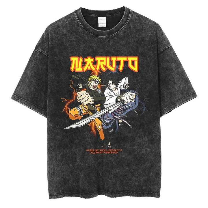 Naruto Vintage Washed Cotton Tee - Harajuku Style Ninja Apparel