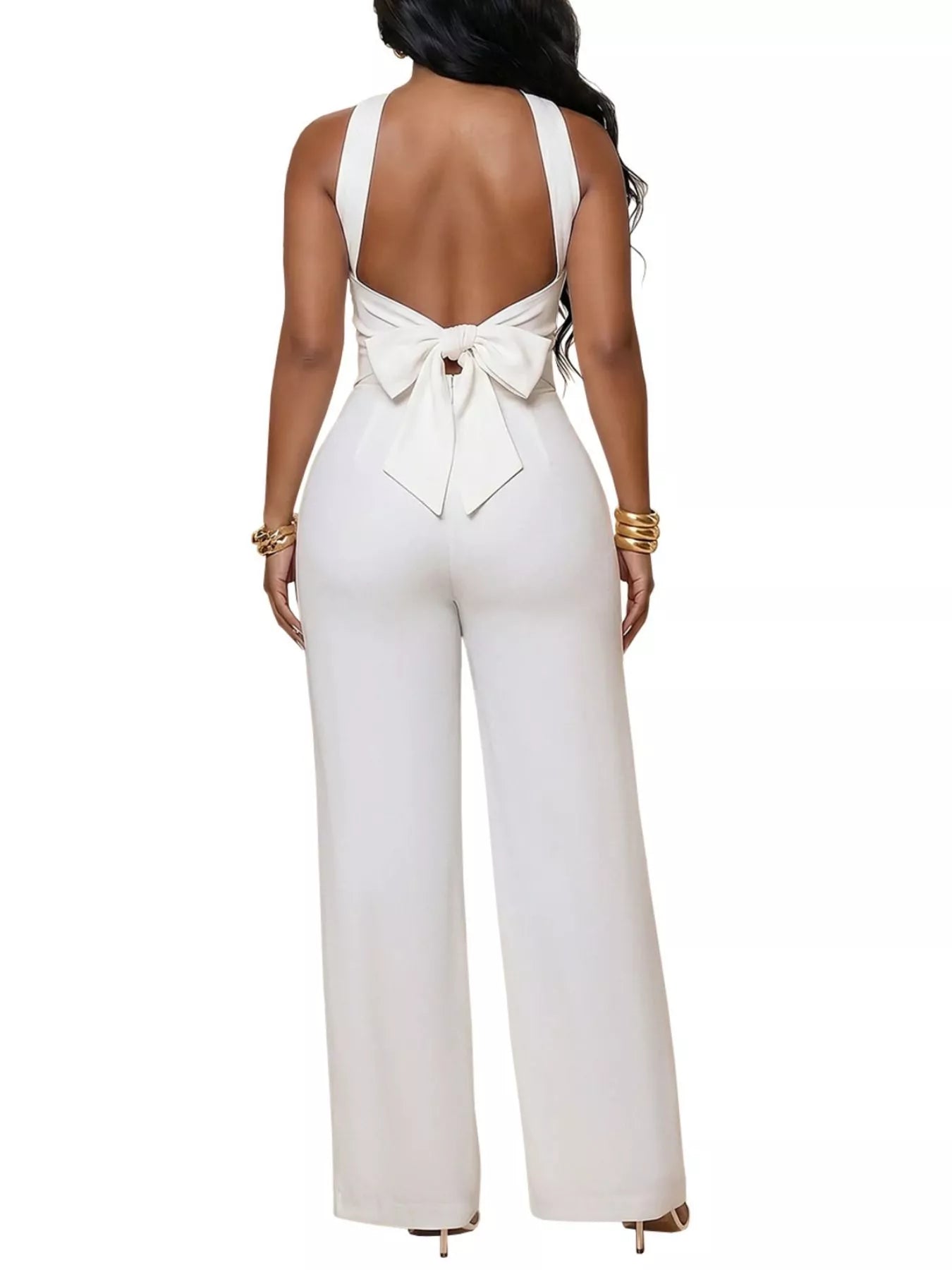 Backless Twist Top and Wide-Leg Pants Set