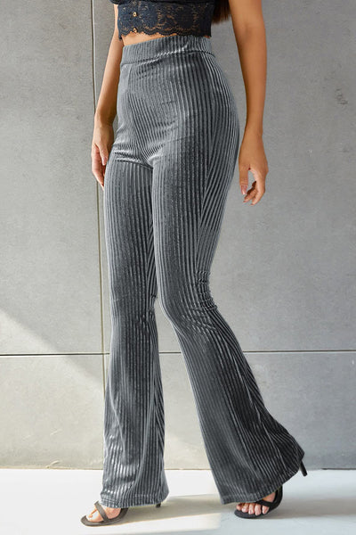Sophisticated Ribbed High Waist Flare Pants for Women