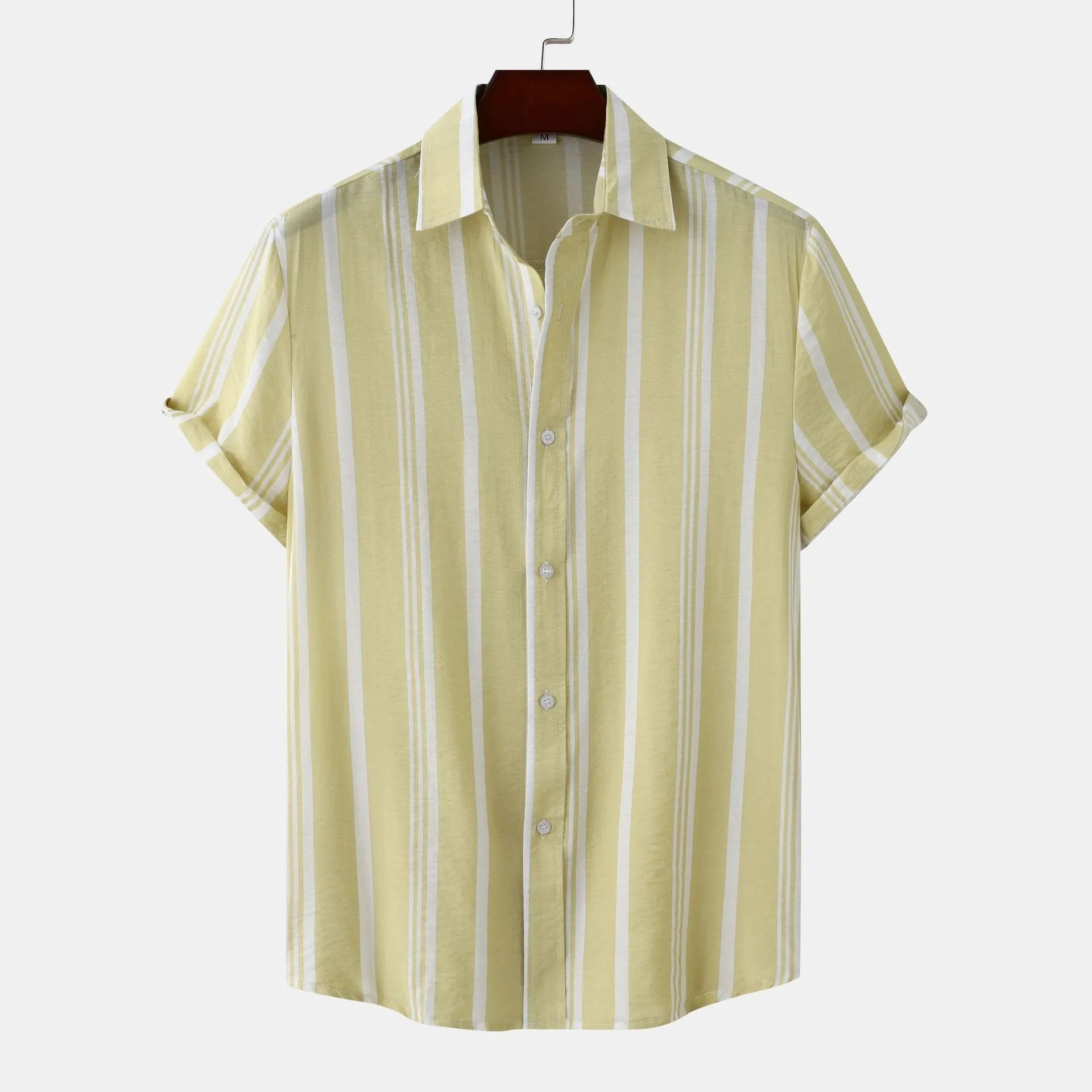 Men's Plus Size Striped Short Sleeve Button-Down Shirt