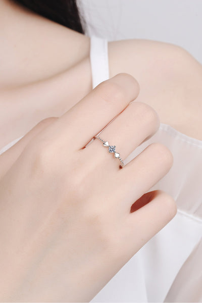 Adored Moissanite Heart 925 Sterling Silver Ring for Her