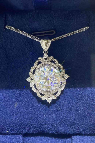 5 Carat Moissanite Necklace, Platinum-Plated