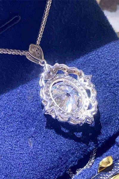 5 Carat Moissanite Necklace, Platinum-Plated