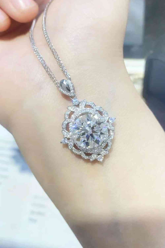 5 Carat Moissanite Necklace, Platinum-Plated
