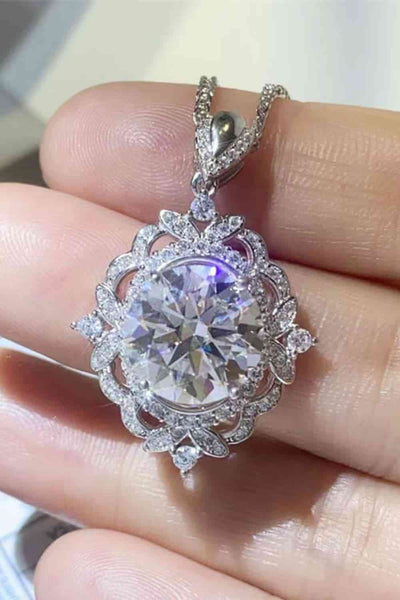 5 Carat Moissanite Necklace, Platinum-Plated