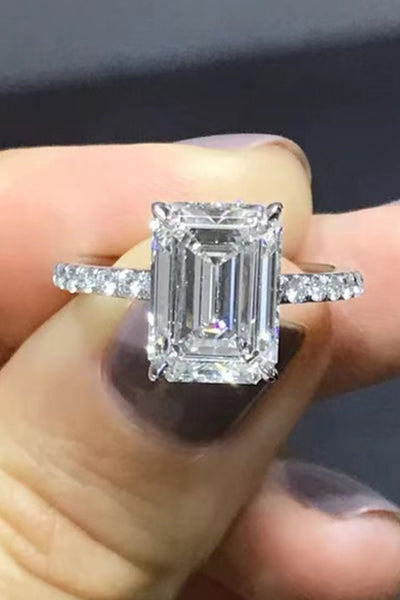 5 Carat Moissanite Side Stone Ring in Sterling Silver