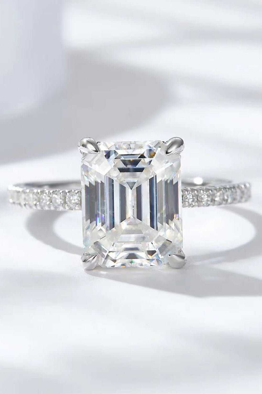 5 Carat Moissanite Side Stone Ring in Sterling Silver
