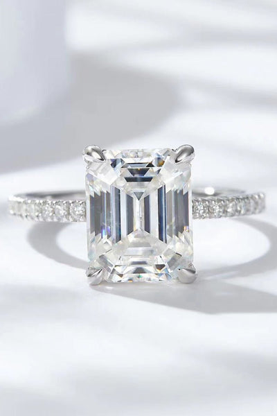 5 Carat Moissanite Side Stone Ring in Sterling Silver