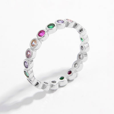 925 Sterling Silver Contrast Zircon Ring for Elegant Style