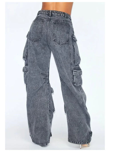 High-Waisted Multi-Pocket Loose Fit Jeans for Women