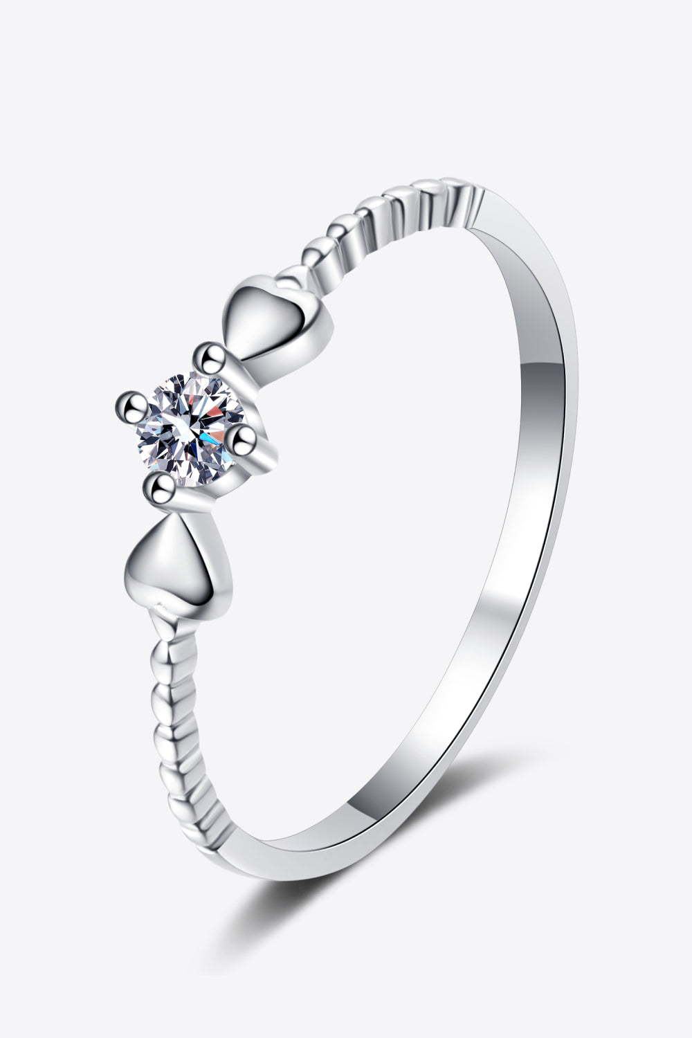 Adored Moissanite Heart 925 Sterling Silver Ring for Her