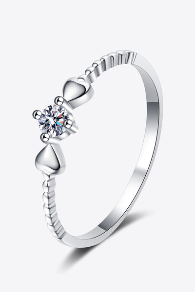 Adored Moissanite Heart 925 Sterling Silver Ring for Her