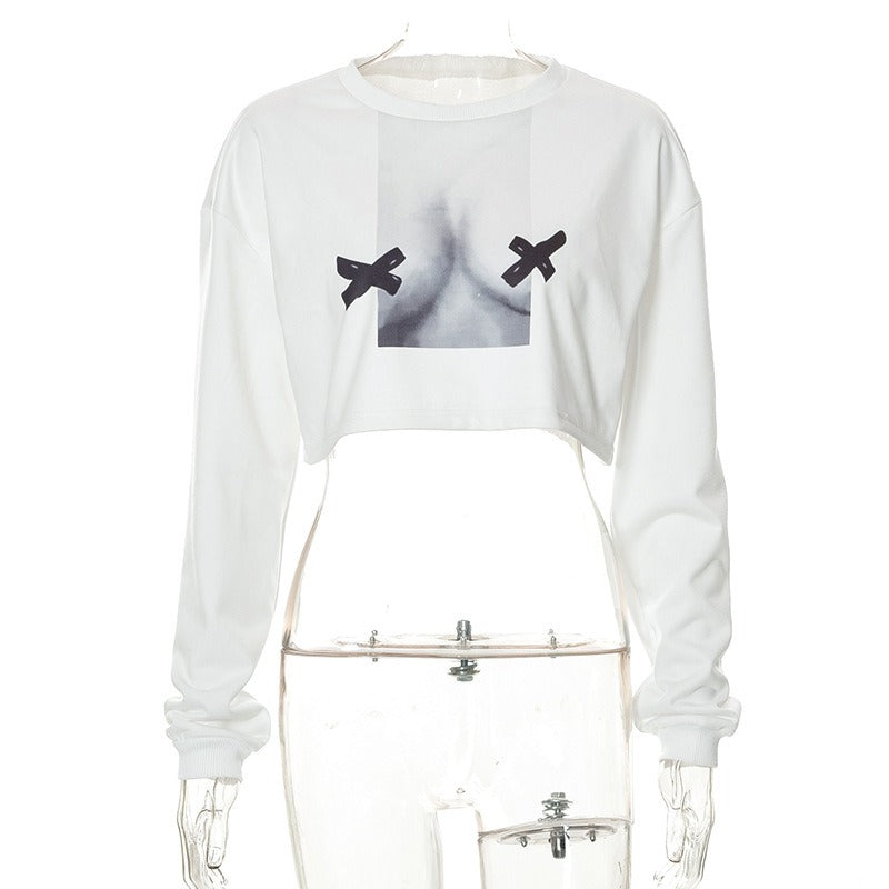 Autumn Elegance Abstract Print Long Sleeve Sweater for Women