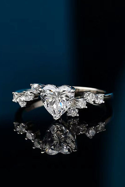 1 Carat Moissanite Heart 925 Sterling Silver Ring Gift