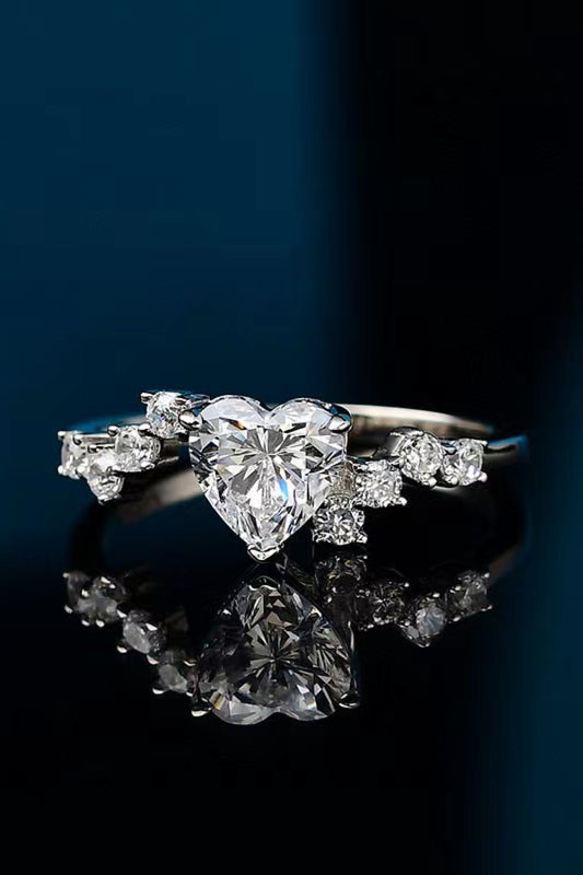1 Carat Moissanite Heart 925 Sterling Silver Ring Gift