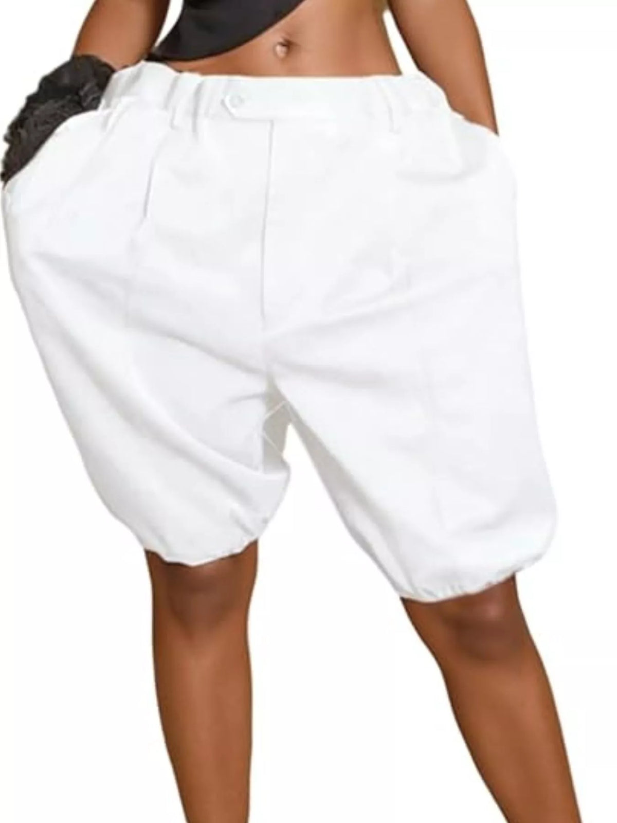 Pleated Detail High Waist Shorts