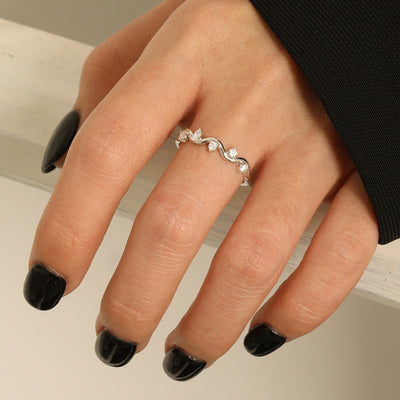 925 Sterling Silver Inlaid Zircon Ring for Elegant Style