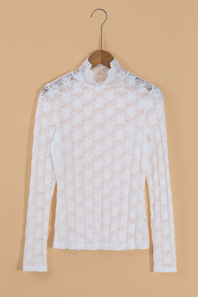 Mock Neck Long Sleeve Lace Top for Elegant Styling
