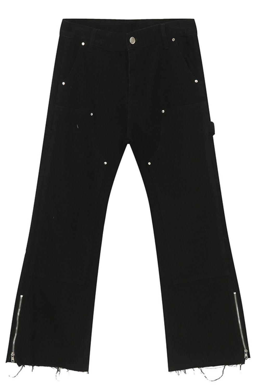 Men's Raw Hem Bootcut Jeans with Zip-Up Sides for Style