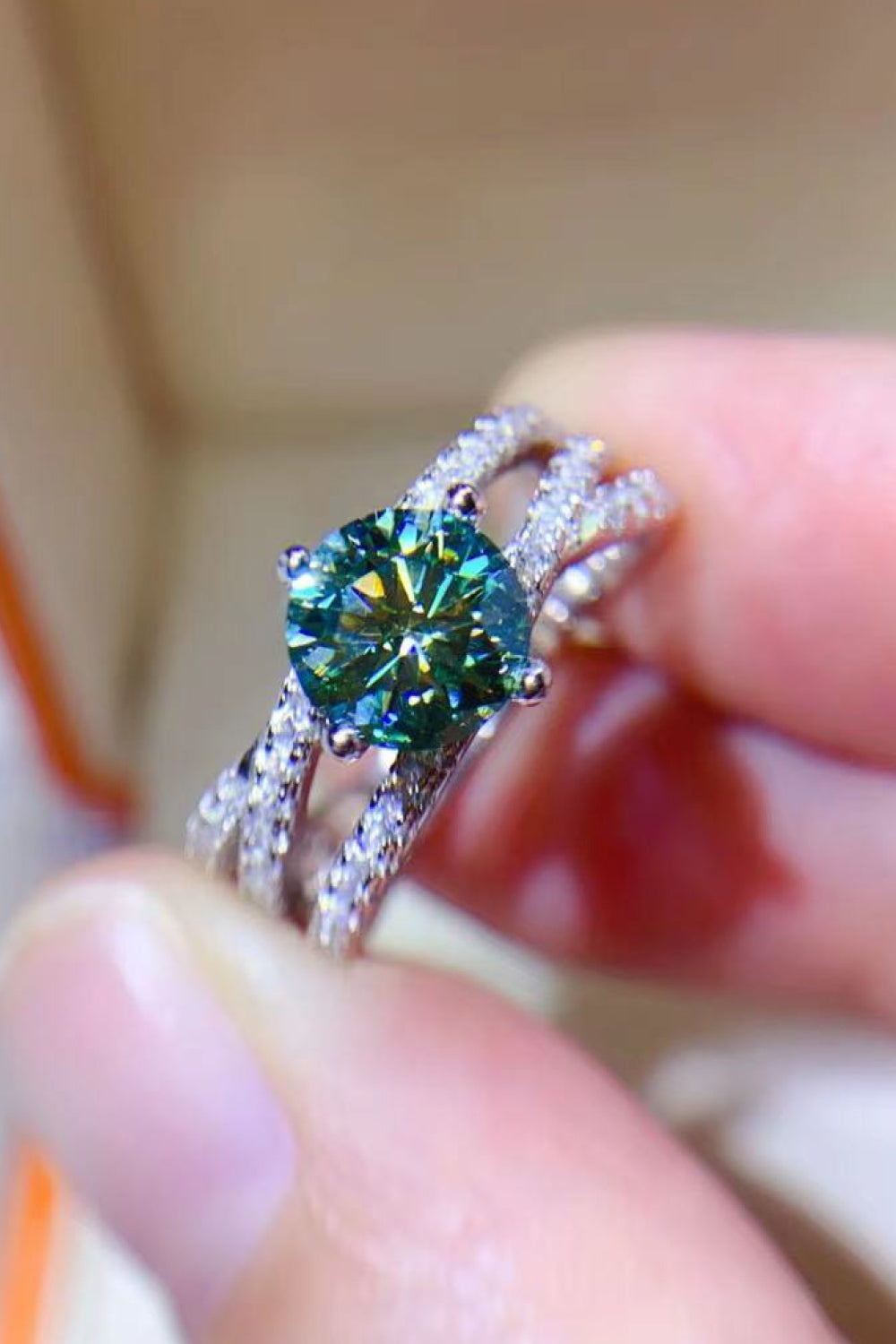 1 Carat Moissanite Contrast 925 Sterling Silver Ring Gift