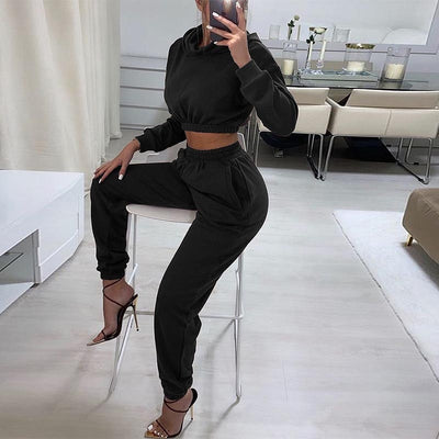 Chic Women’s Casual Solid Tracksuit Set for Autumn Winter