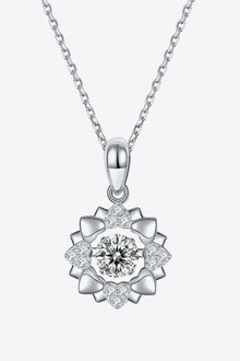 Moissanite Flower Shape Pendant Necklace in Sterling Silver