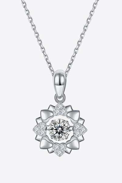 Moissanite Flower Shape Pendant Necklace in Sterling Silver