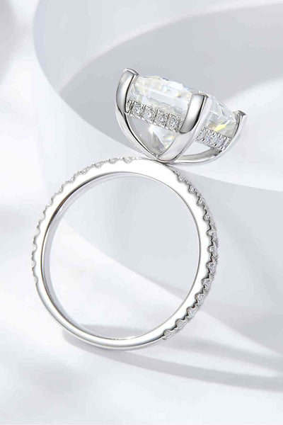5.52 Carat Moissanite Side Stone Ring in Sterling Silver