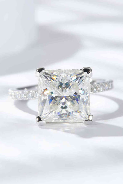 5.52 Carat Moissanite Side Stone Ring in Sterling Silver