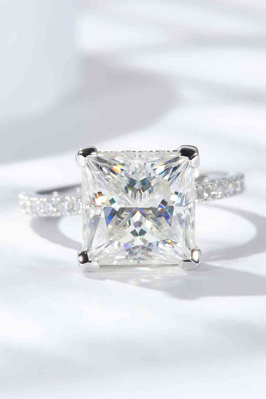 5.52 Carat Moissanite Side Stone Ring in Sterling Silver