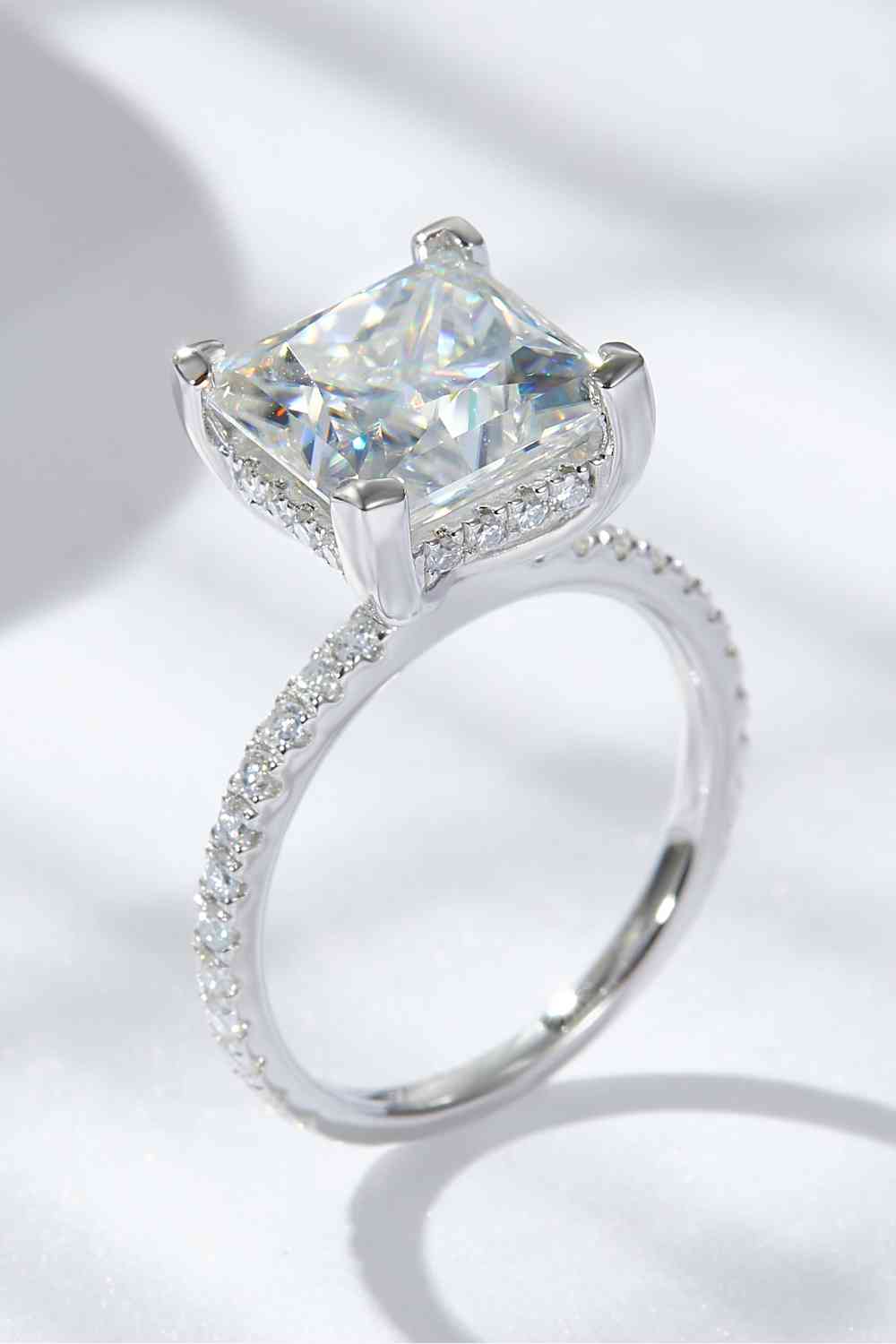 5.52 Carat Moissanite Side Stone Ring in Sterling Silver