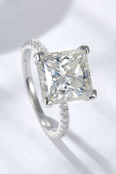 5.52 Carat Moissanite Side Stone Ring in Sterling Silver