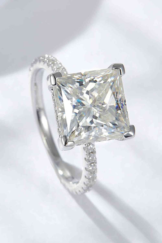 5.52 Carat Moissanite Side Stone Ring in Sterling Silver