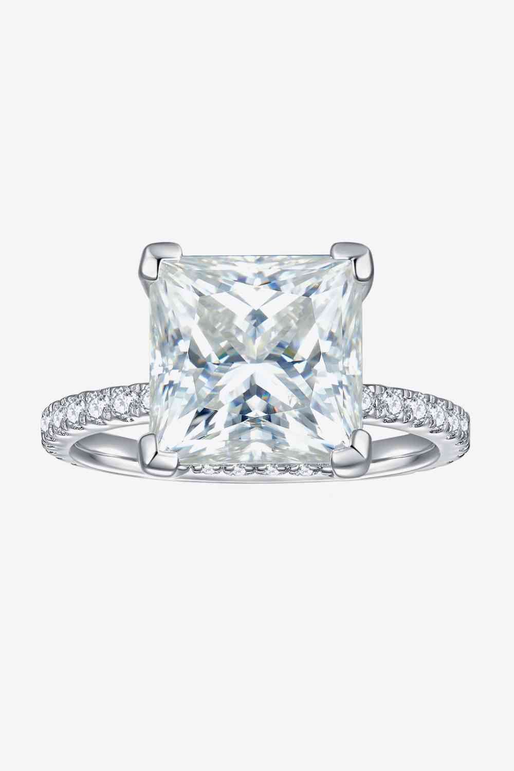 5.52 Carat Moissanite Side Stone Ring in Sterling Silver