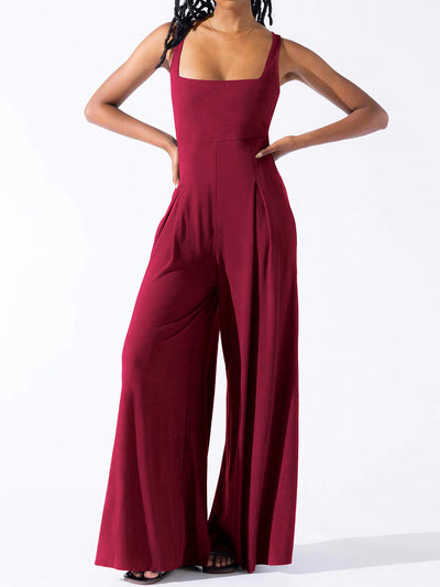 Elegant Square Neck Wide Strap Jumpsuit for Every Occasion