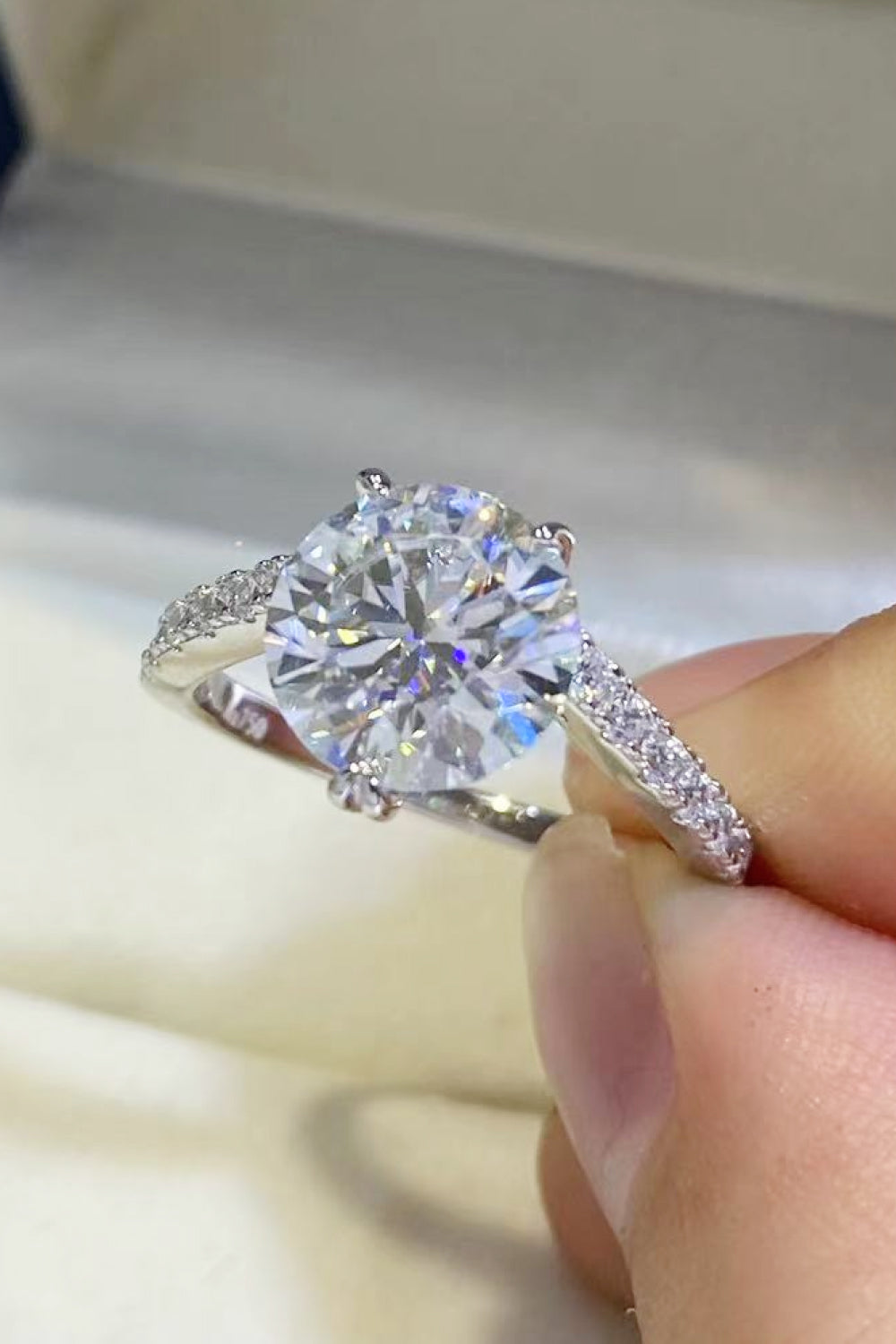 Elegant 3 Carat Moissanite 925 Sterling Silver Ring