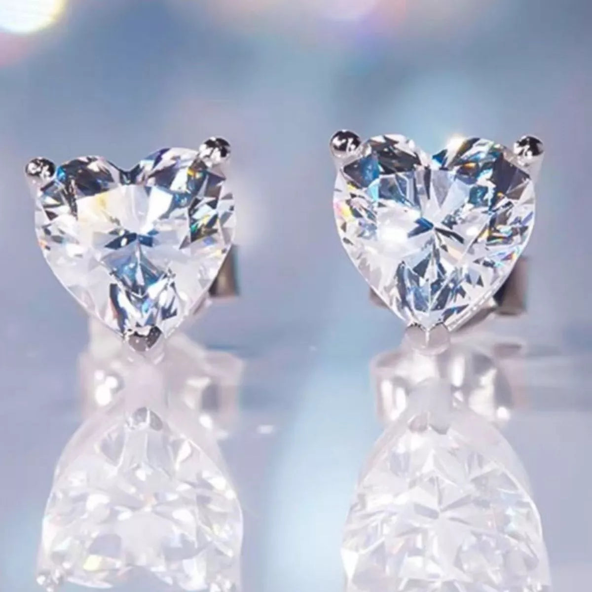 2 Carat 925 Sterling Silver Moissanite Heart Earrings