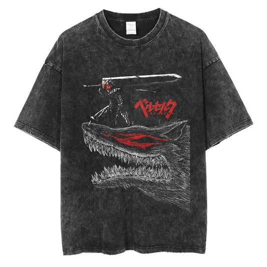 Vintage Washed Black Streetwear Tee for Men Stylish Fit